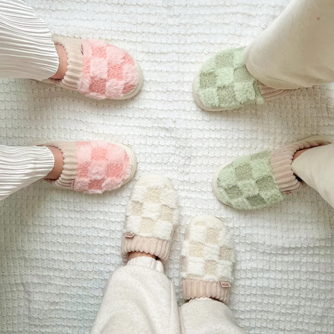 Nordic Checkered Fluffy Slippers