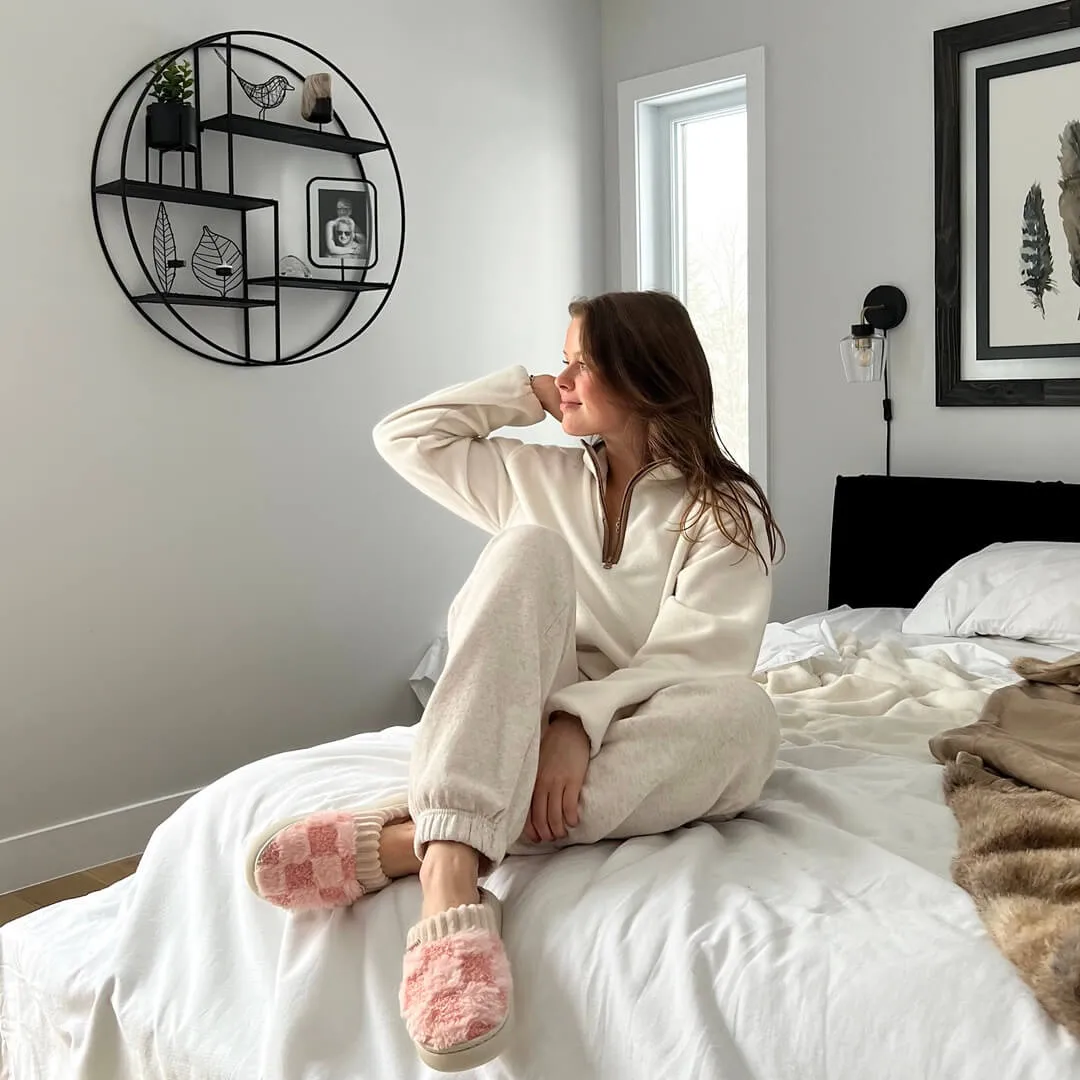 Nordic Checkered Fluffy Slippers