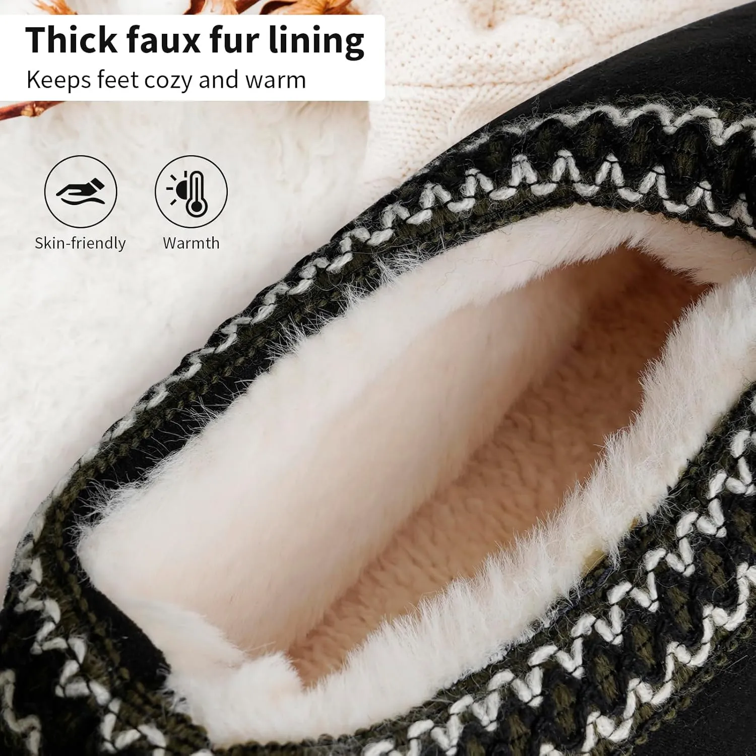 Platform Slippers for Women Mini Fuzzy Boots, Super Light EVA 4cm Thick Sole, Fur Fleece Lined, Cozy and Stylish Slipper for Outdoor Indoor