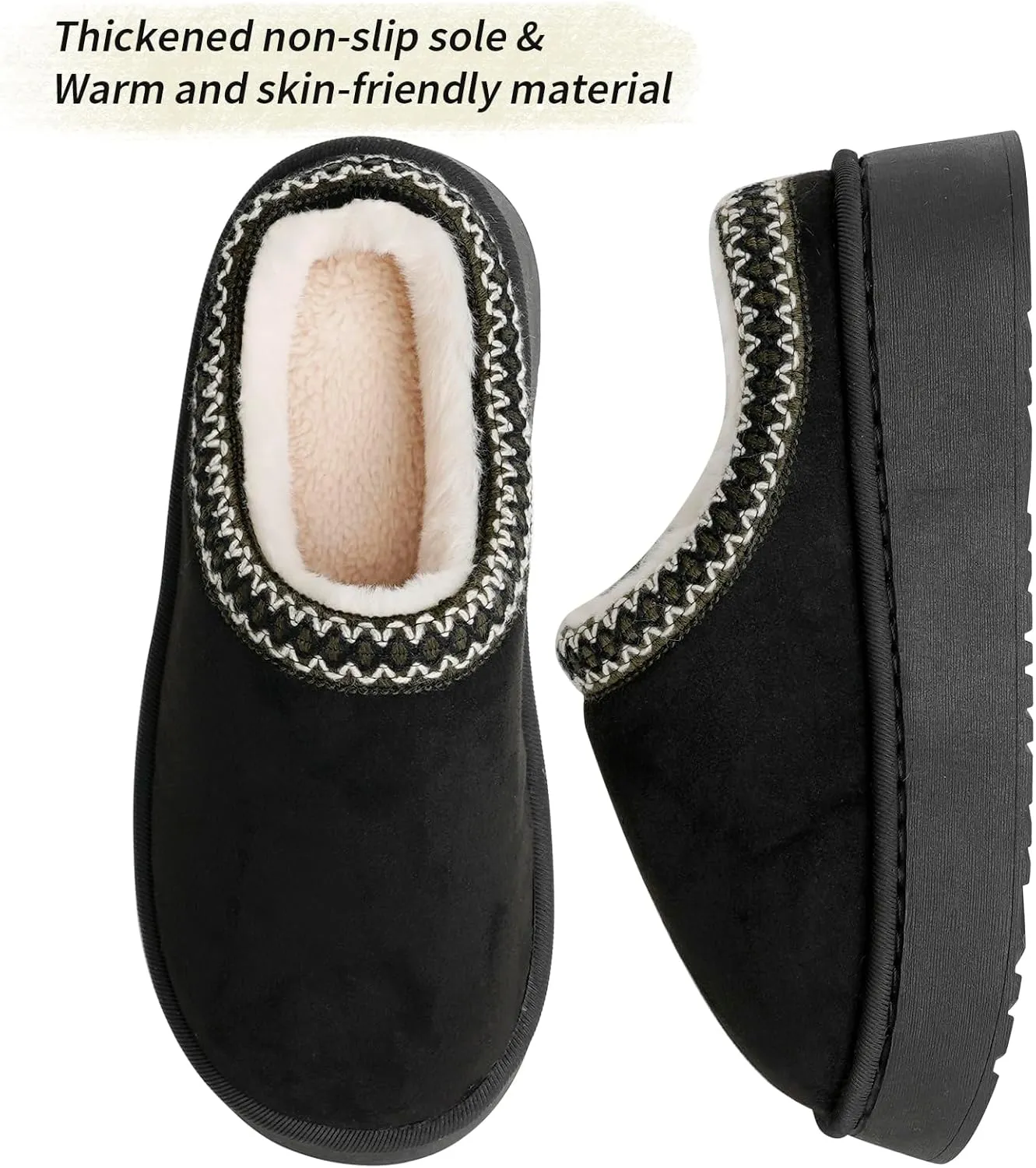 Platform Slippers for Women Mini Fuzzy Boots, Super Light EVA 4cm Thick Sole, Fur Fleece Lined, Cozy and Stylish Slipper for Outdoor Indoor