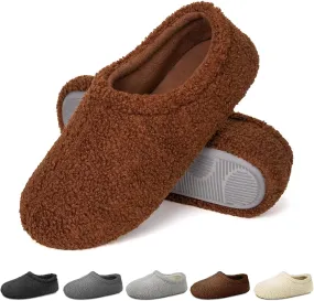 Slippers for Women Indoor Fuzzy Womens Mens Slippers Bedroom House Shoes with Memory Foam Curly Fleece for Indoor Outdoor