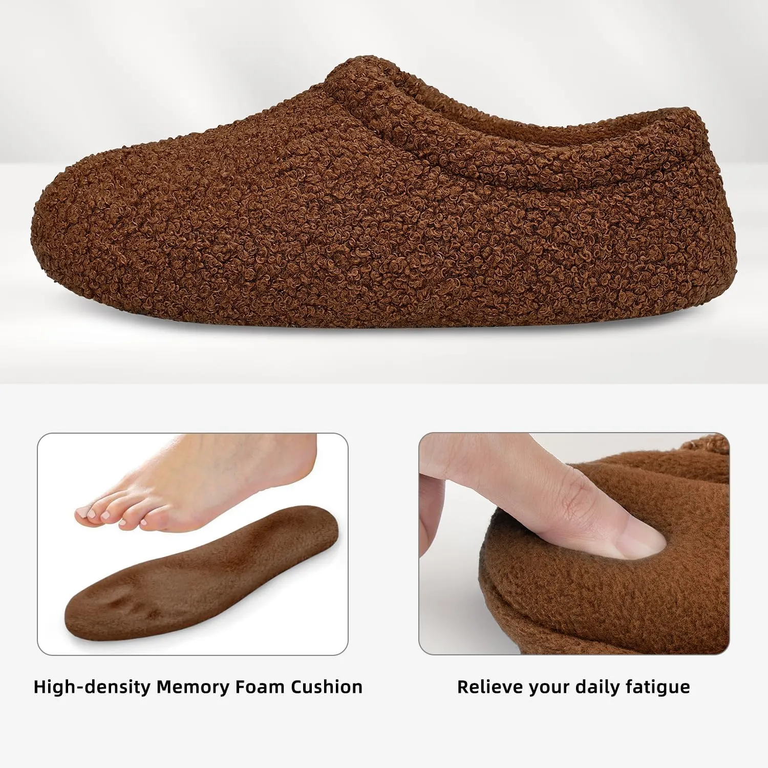 Slippers for Women Indoor Fuzzy Womens Mens Slippers Bedroom House Shoes with Memory Foam Curly Fleece for Indoor Outdoor