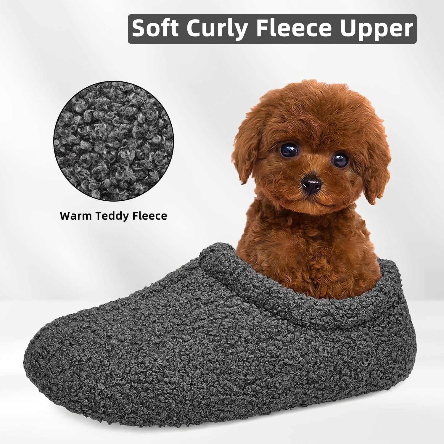 Slippers for Women Indoor Fuzzy Womens Mens Slippers Bedroom House Shoes with Memory Foam Curly Fleece for Indoor Outdoor