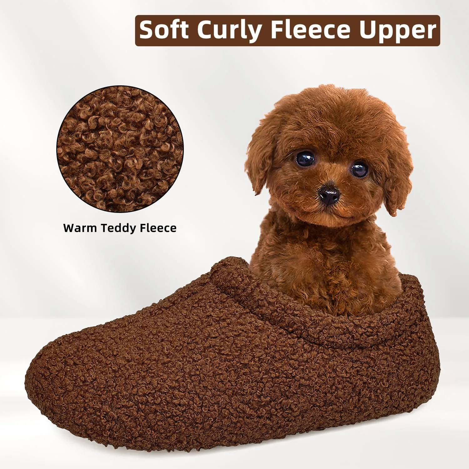 Slippers for Women Indoor Fuzzy Womens Mens Slippers Bedroom House Shoes with Memory Foam Curly Fleece for Indoor Outdoor