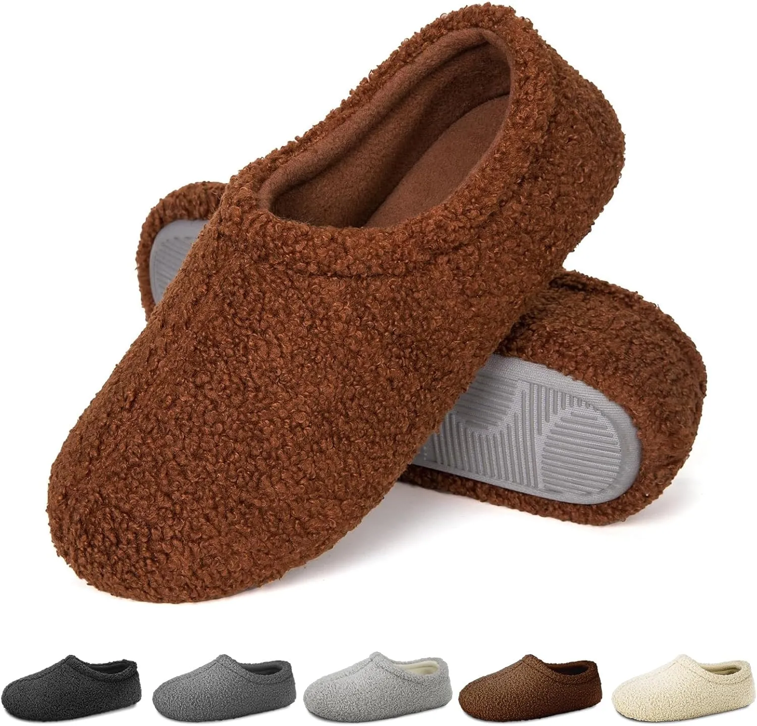 Slippers for Women Indoor Fuzzy Womens Mens Slippers Bedroom House Shoes with Memory Foam Curly Fleece for Indoor Outdoor