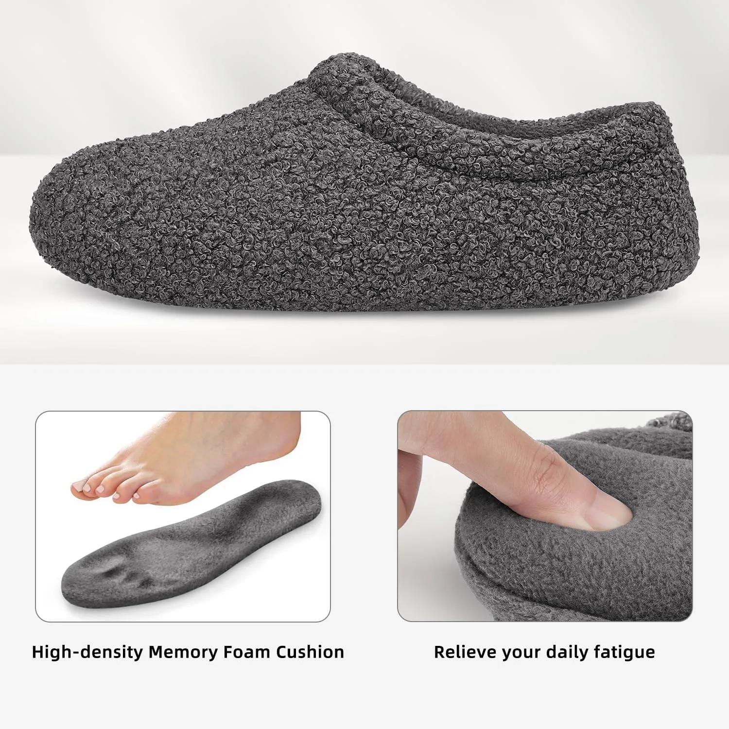 Slippers for Women Indoor Fuzzy Womens Mens Slippers Bedroom House Shoes with Memory Foam Curly Fleece for Indoor Outdoor