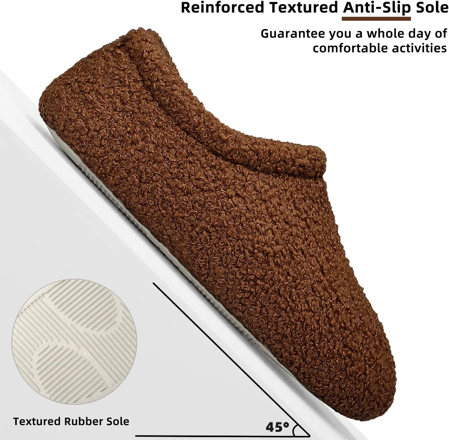 Slippers for Women Indoor Fuzzy Womens Mens Slippers Bedroom House Shoes with Memory Foam Curly Fleece for Indoor Outdoor