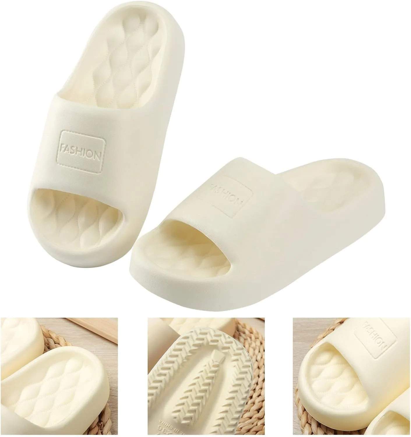 Summer Cloud Slides for Women and Men Soft Cloud Slippers Slides Easy Clean Thick Sole Glass Slippers for Women