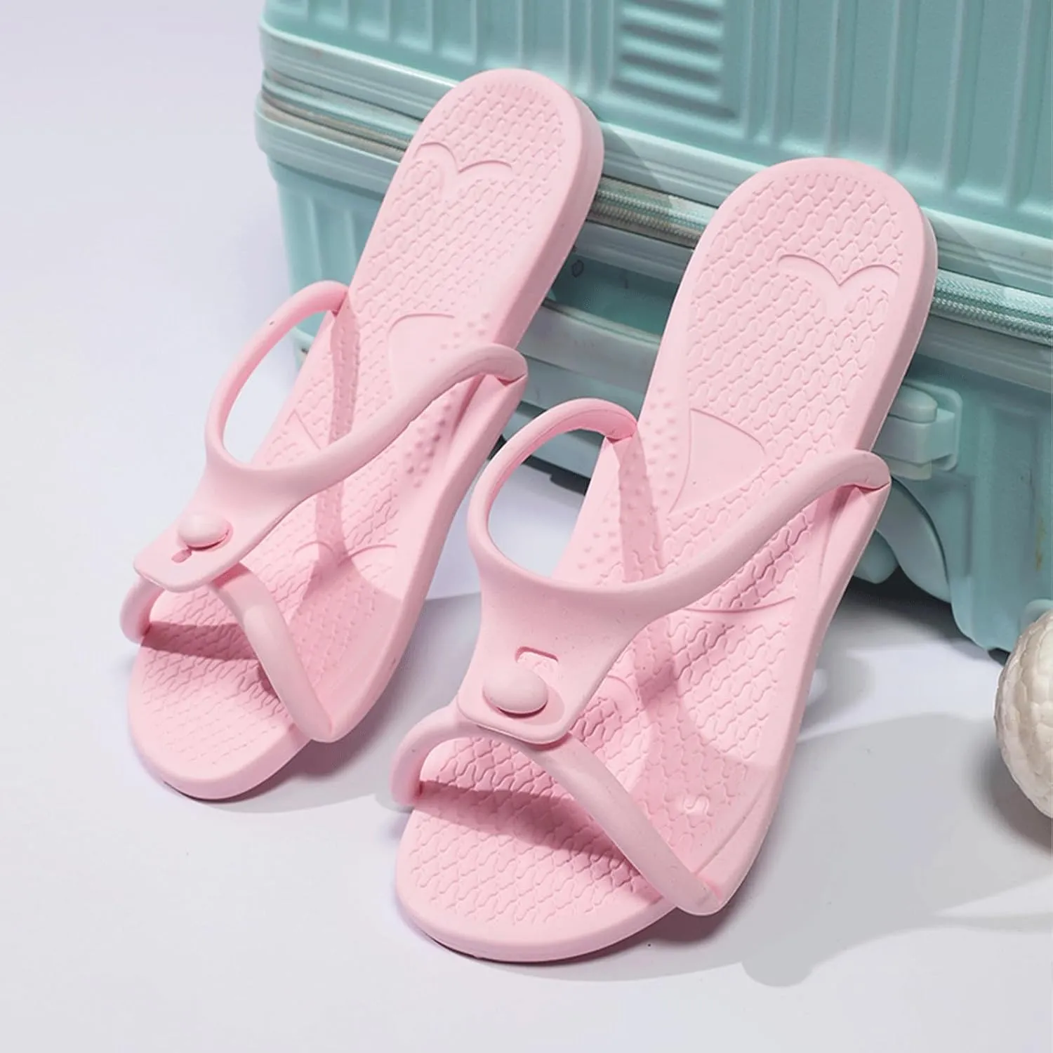 Travel Slippers Shower Shoes For Men Women - Foldable Flip-Flop Sandals Non-Slip Quick-Dry, Portable House Shoes For Bathroom Gym Spa Pool Beach