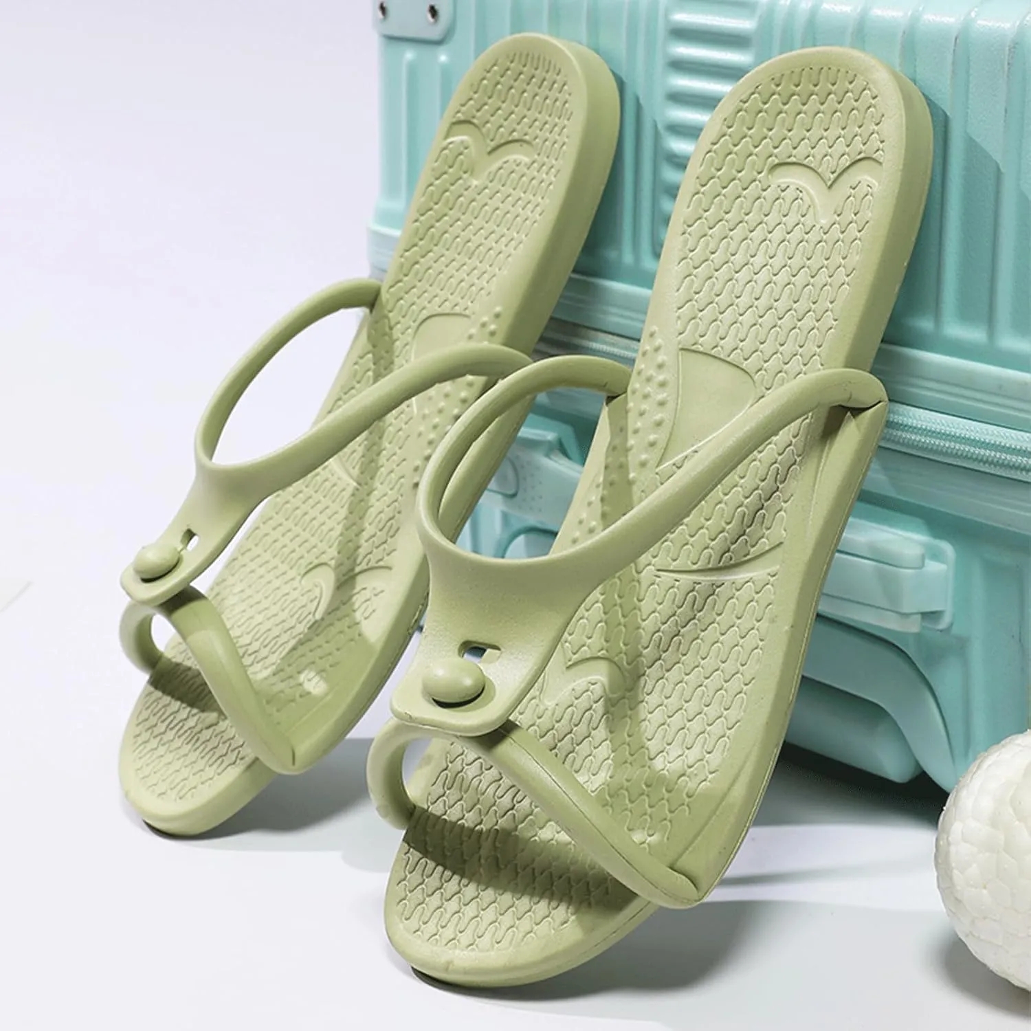 Travel Slippers Shower Shoes For Men Women - Foldable Flip-Flop Sandals Non-Slip Quick-Dry, Portable House Shoes For Bathroom Gym Spa Pool Beach
