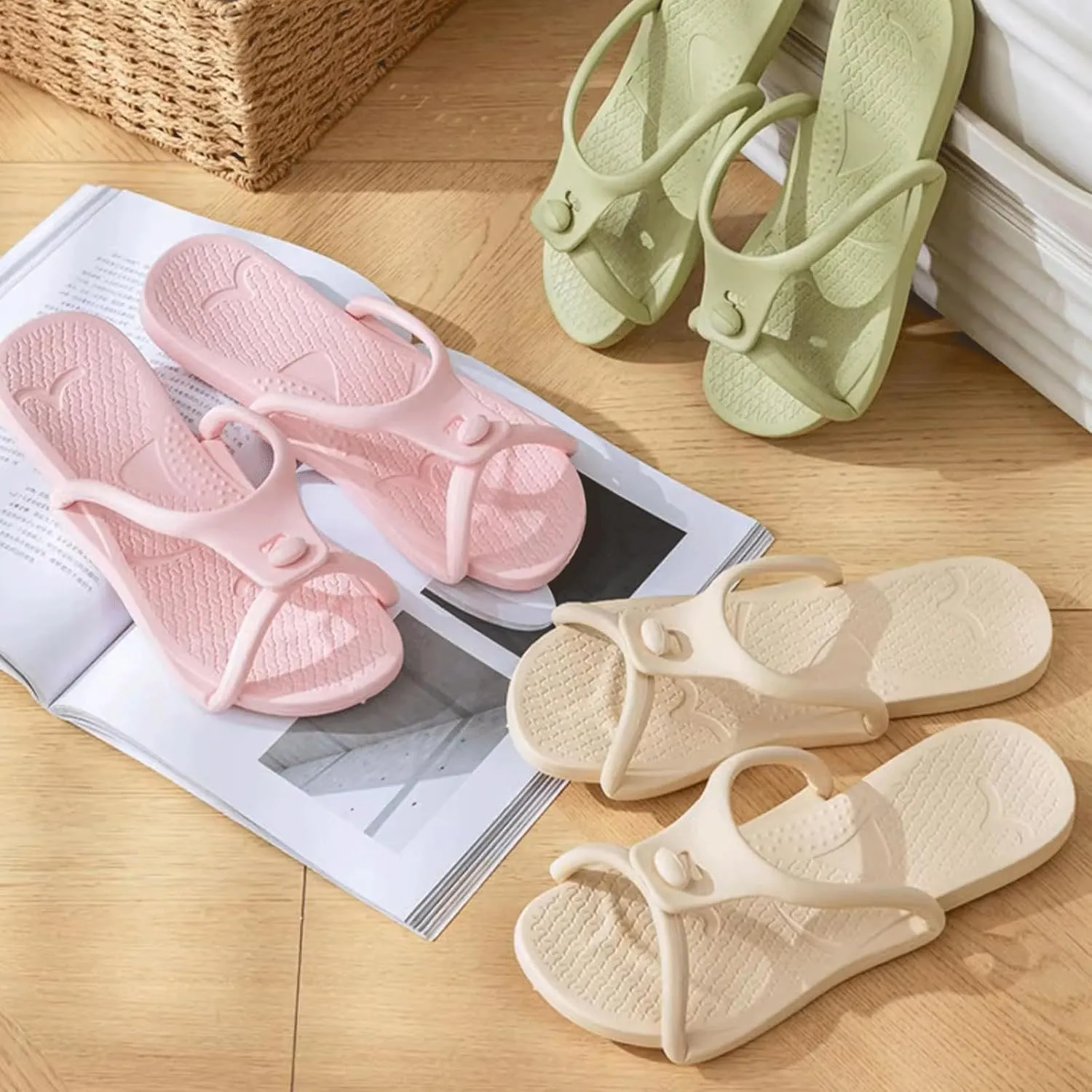 Travel Slippers Shower Shoes For Men Women - Foldable Flip-Flop Sandals Non-Slip Quick-Dry, Portable House Shoes For Bathroom Gym Spa Pool Beach