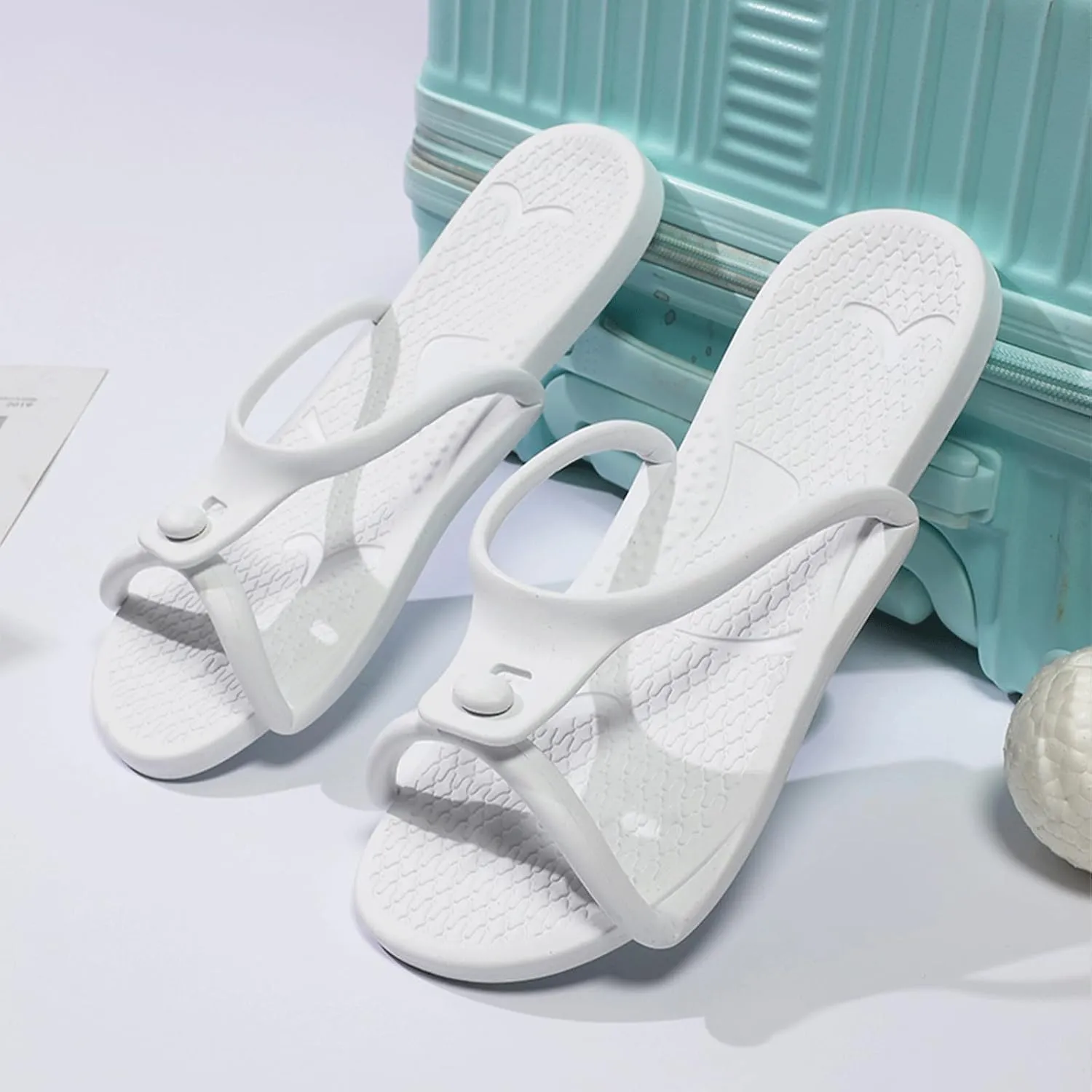 Travel Slippers Shower Shoes For Men Women - Foldable Flip-Flop Sandals Non-Slip Quick-Dry, Portable House Shoes For Bathroom Gym Spa Pool Beach
