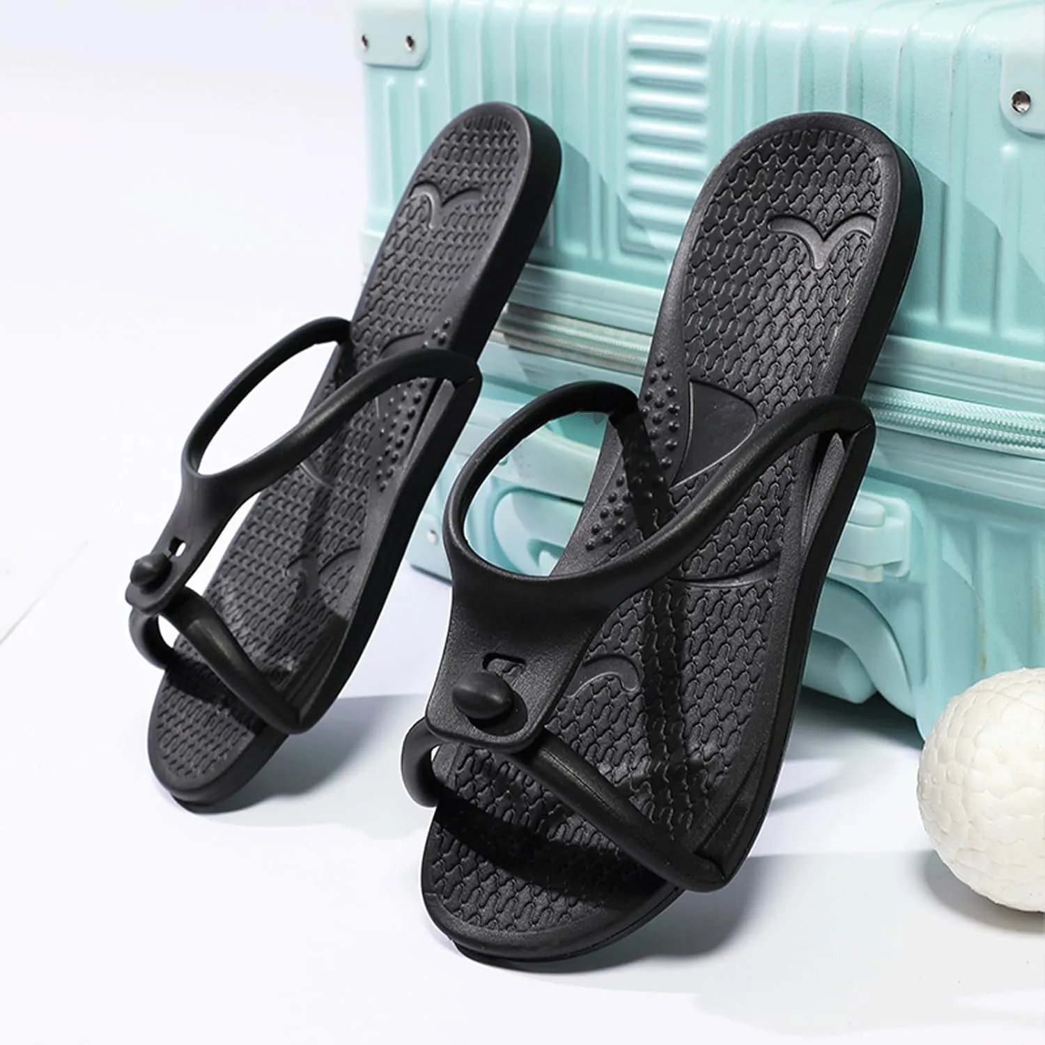 Travel Slippers Shower Shoes For Men Women - Foldable Flip-Flop Sandals Non-Slip Quick-Dry, Portable House Shoes For Bathroom Gym Spa Pool Beach