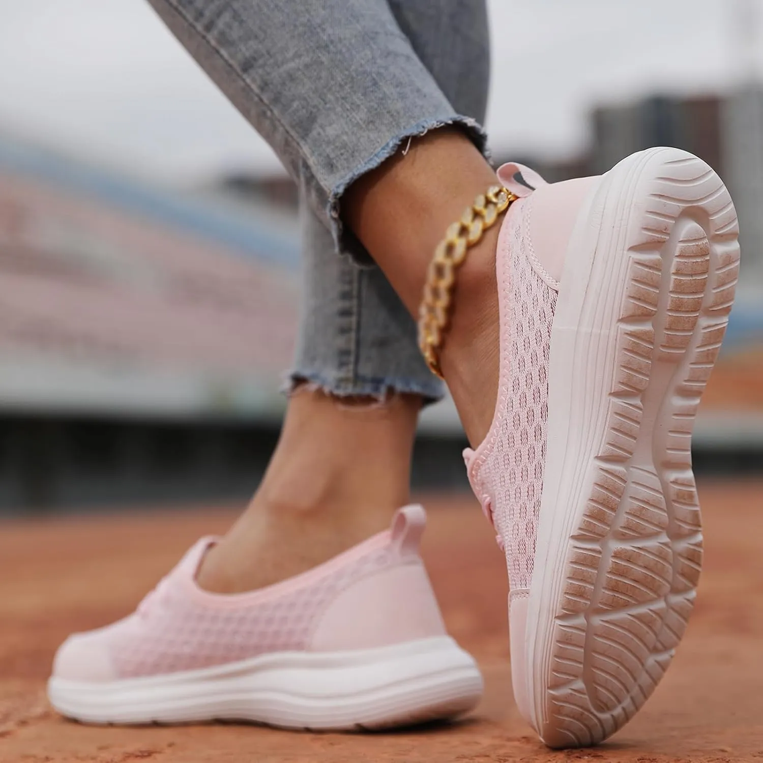Walking Shoes Women Breathable Mesh Knit Sneakers Casual Ultra Light Low Top Loafers Fashion Orthotic Athletic Tennis Running Sneakers for Plantar Fasciitis
