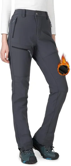 Wespornow Women's-Snow-Ski-Pants for Winter Outdoor Fleece-Lined-Water-Resistant-Hiking-Insulated-Pants with Zipper Pockets