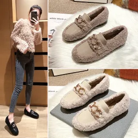 Women Winter Outer Wear Thick Soled Plus Velvet Slippers