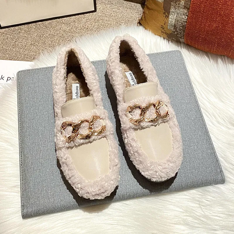 Women Winter Outer Wear Thick Soled Plus Velvet Slippers