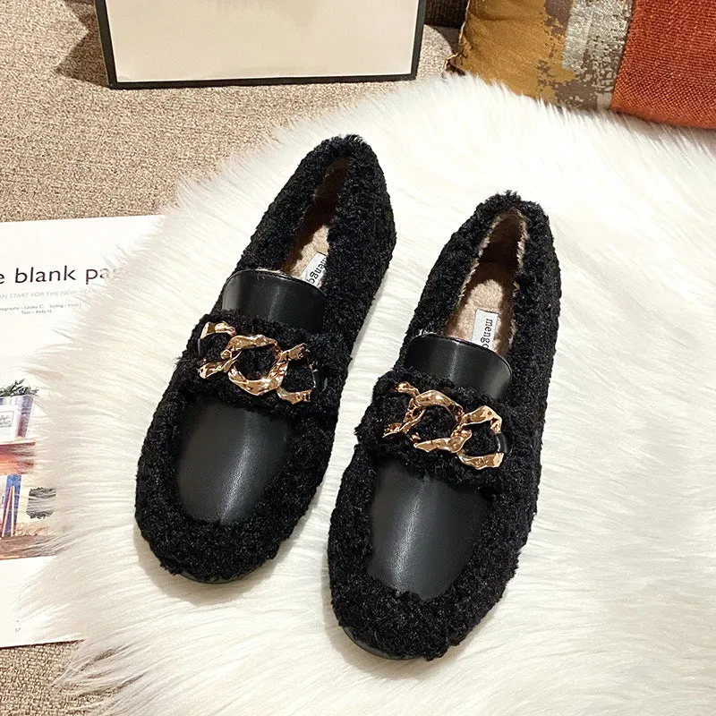 Women Winter Outer Wear Thick Soled Plus Velvet Slippers