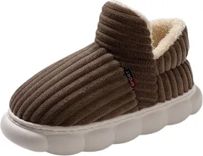Women's Fleece Lined Slippers Couple Solid Thick Sole Slippers Plus Velvet Boot for Women Hard Soles