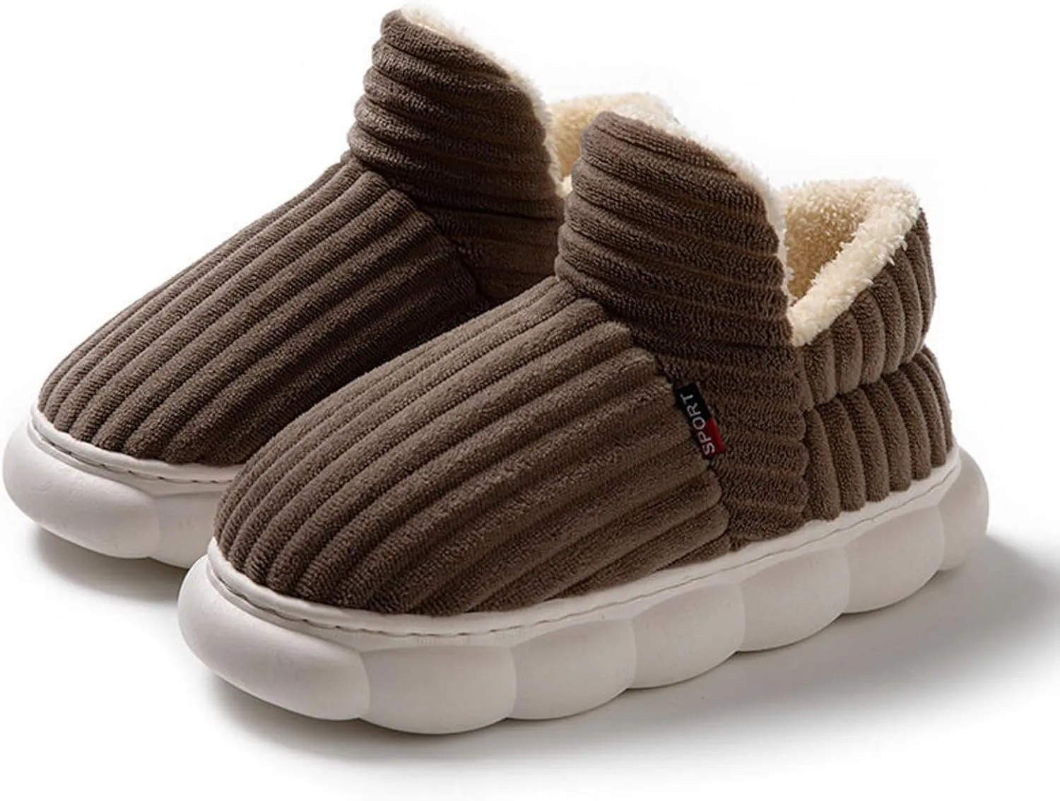 Women's Fleece Lined Slippers Couple Solid Thick Sole Slippers Plus Velvet Boot for Women Hard Soles