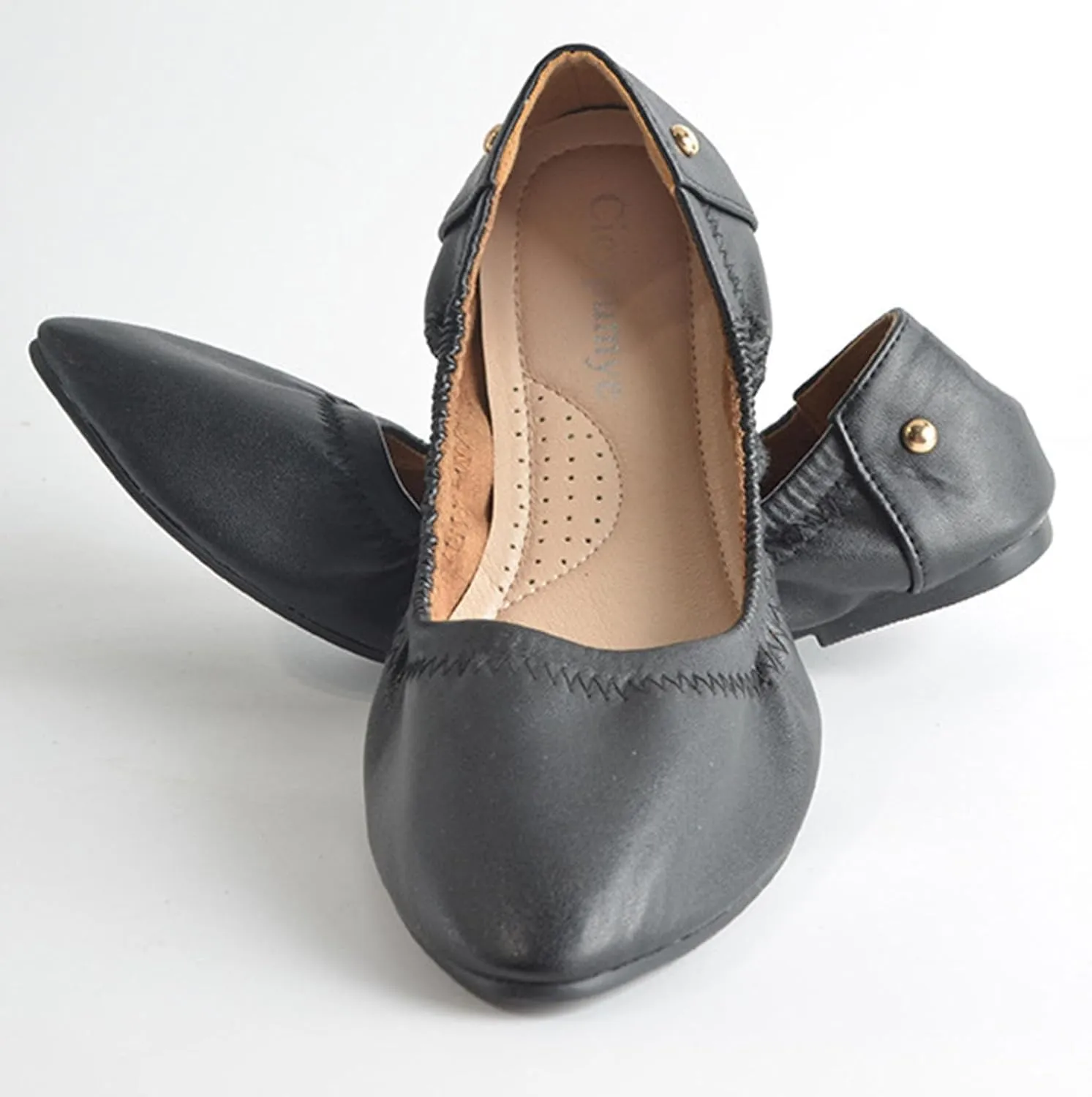 Women's Foldable Travel Ballet Flats Portable Pointed Toe Slip-Ons | Lightweight Dress Shoes for Weddings & Business