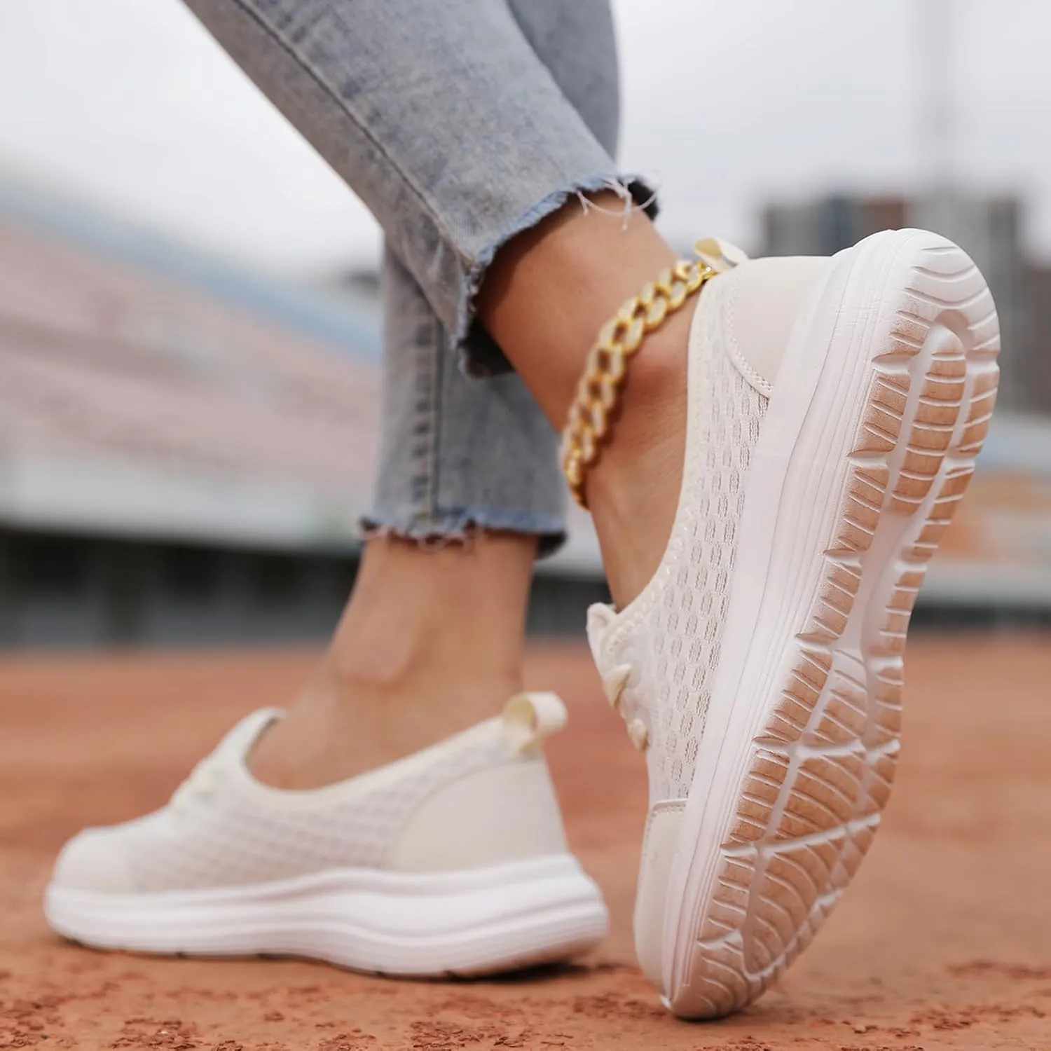 Womens Soft Sole Mesh Comfort Orthopedic Arch Support Slip Breathable Walking Wedges Sneakers Shoes