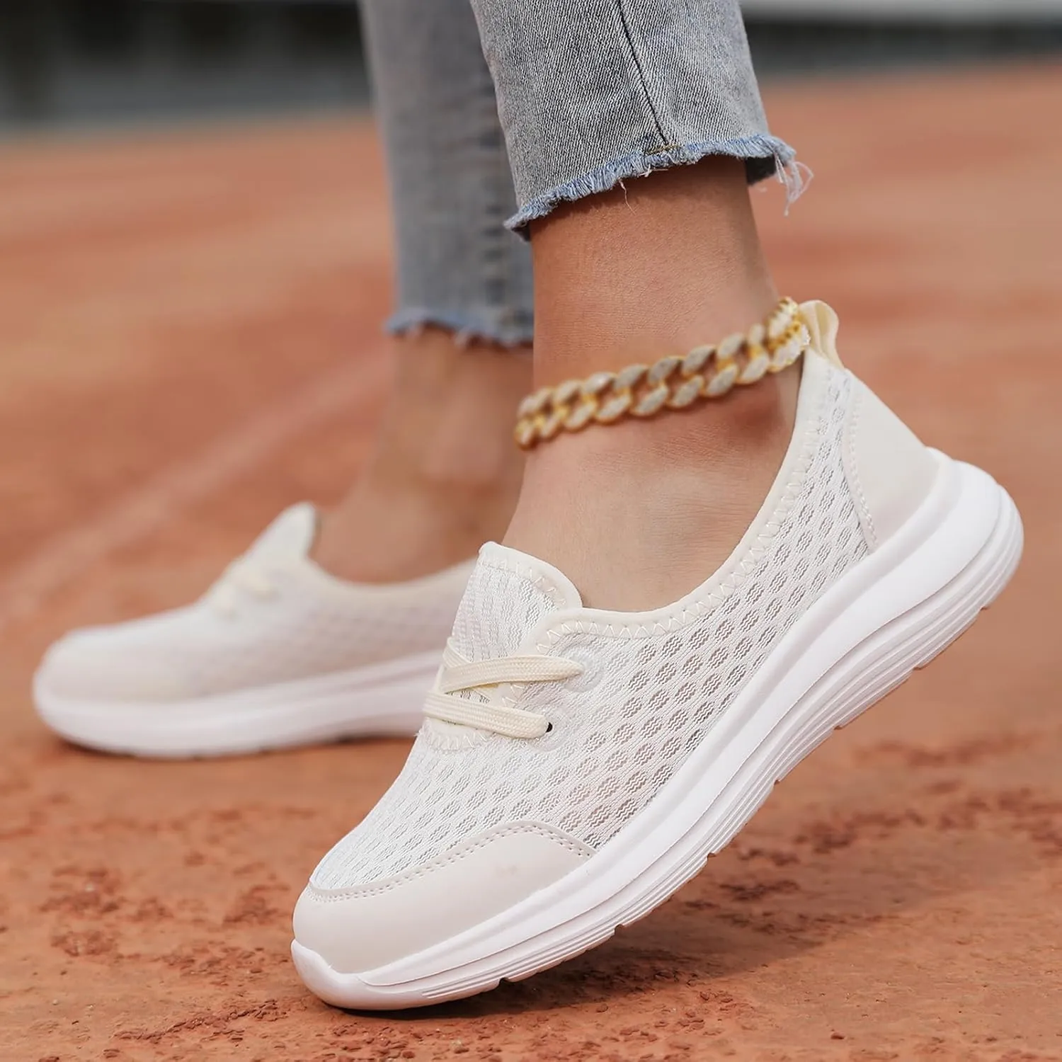 Womens Soft Sole Mesh Comfort Orthopedic Arch Support Slip Breathable Walking Wedges Sneakers Shoes