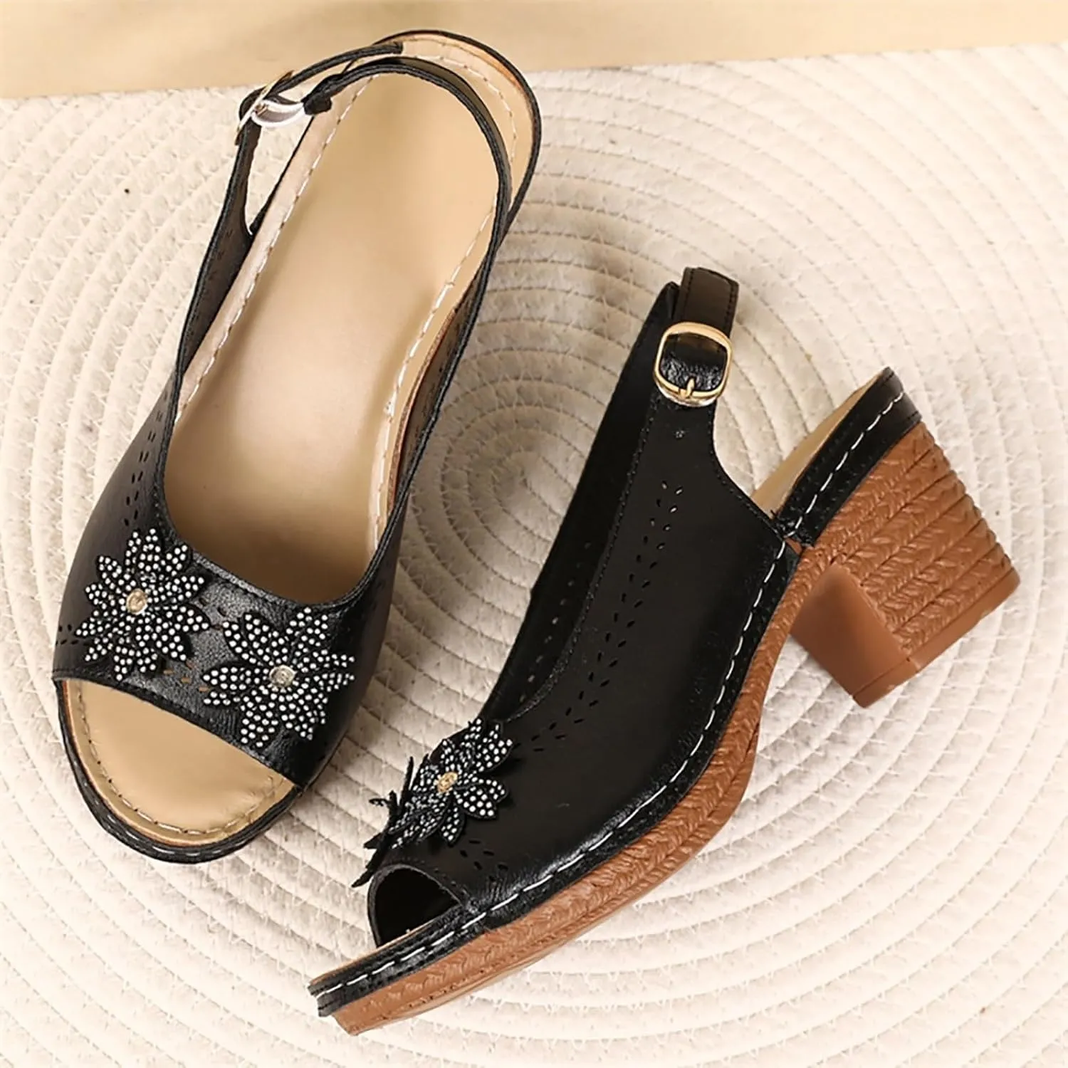 Women's Wedge Sandals Summer Platform Fish Toe Open Heel Comfortable Casual Beach Walking Shoes for Dressy